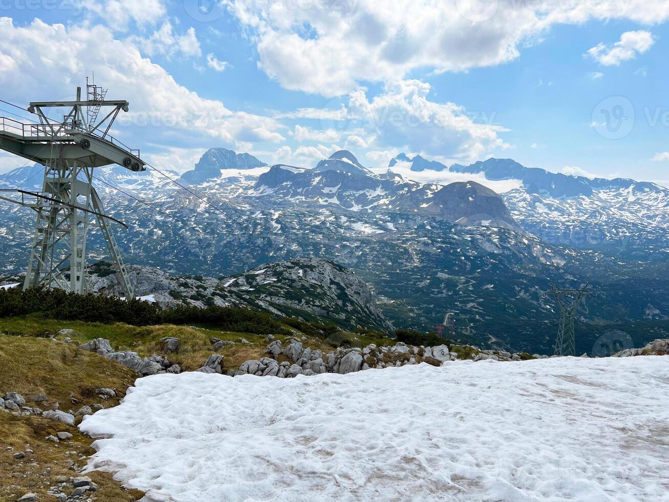 Five Fingers View point in the Austrian Alps, Obertraun. Snowy mountain landscape in summer photo