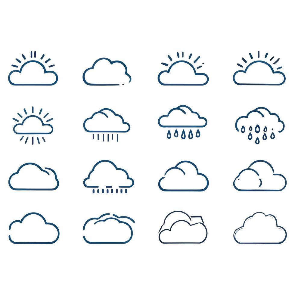 A Set of Different Weather Icon Illustrations Elements vector