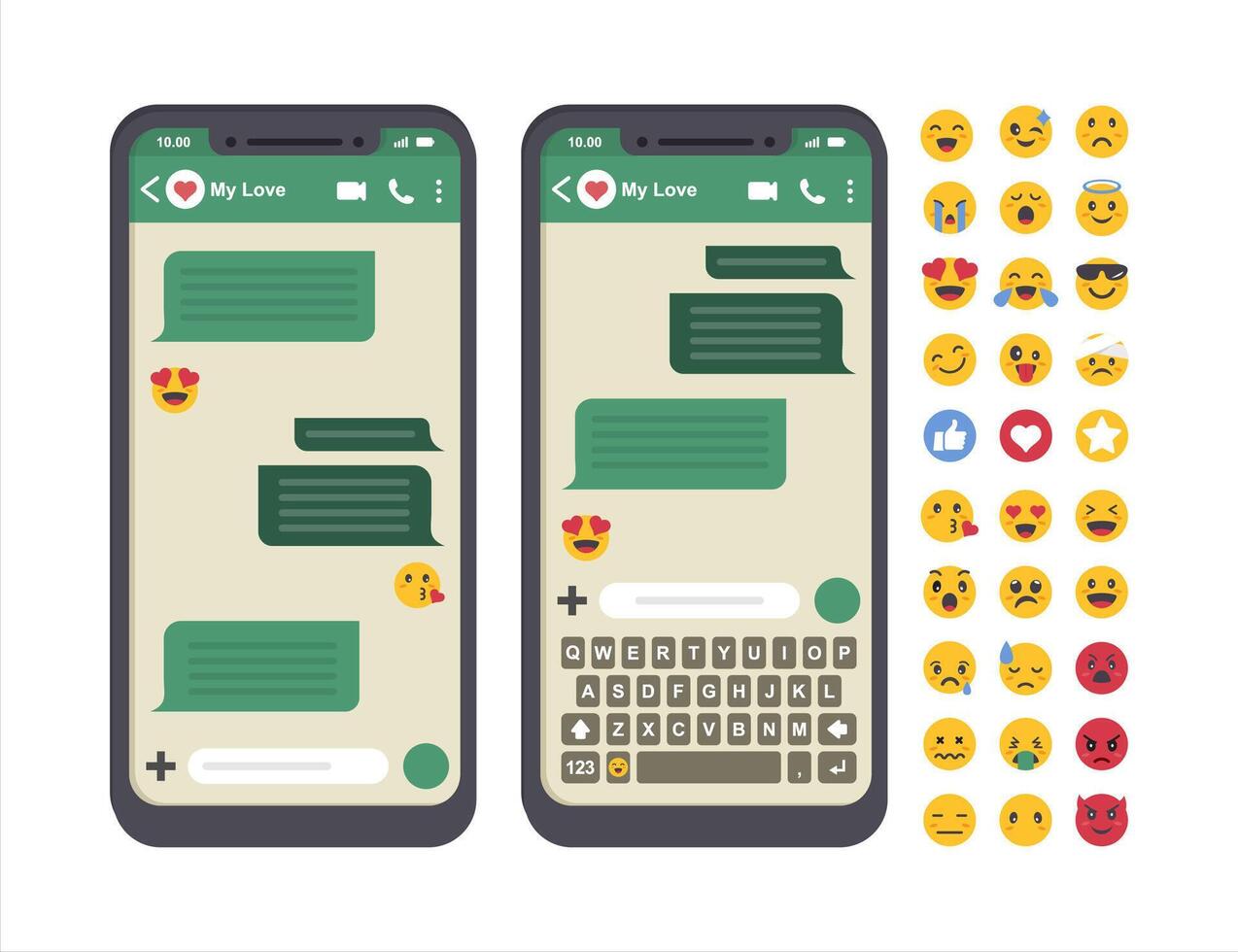 Smartphone Chat with Emoji Reactions ideal for User Interface projects vector