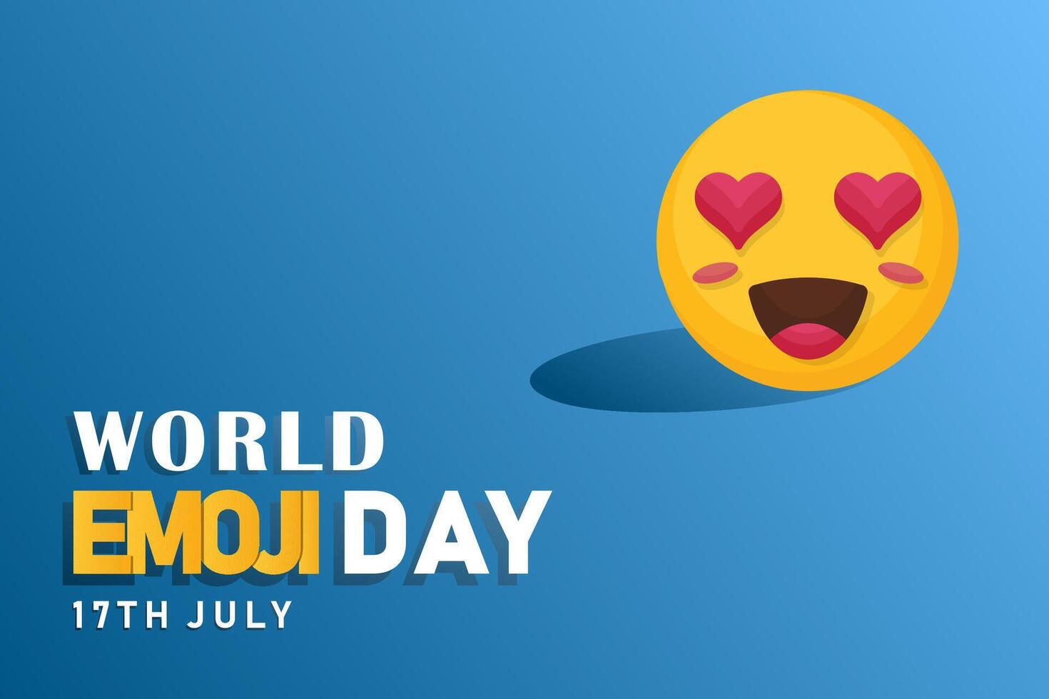 Flat World Emoji Day Background with Cute Love Emoticon vector