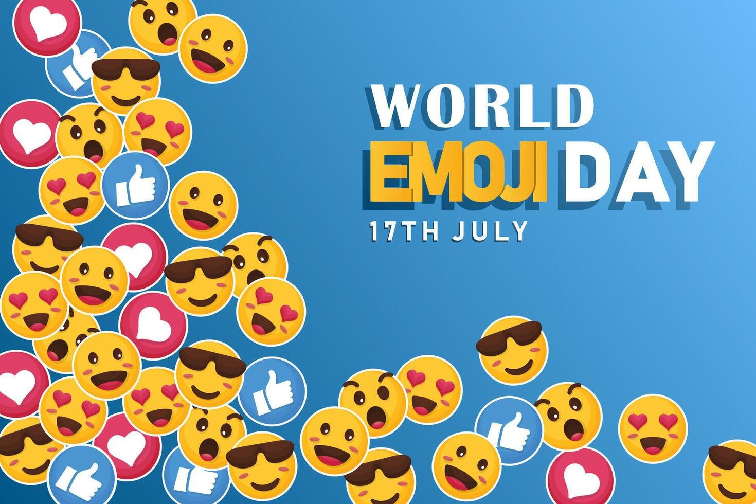 World Emoji Day Celebration Background with Cute Emoticons vector