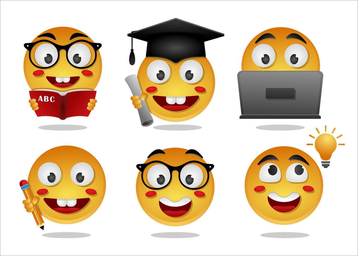 Education Emoji Set. Cute student and Learning Expression design vector