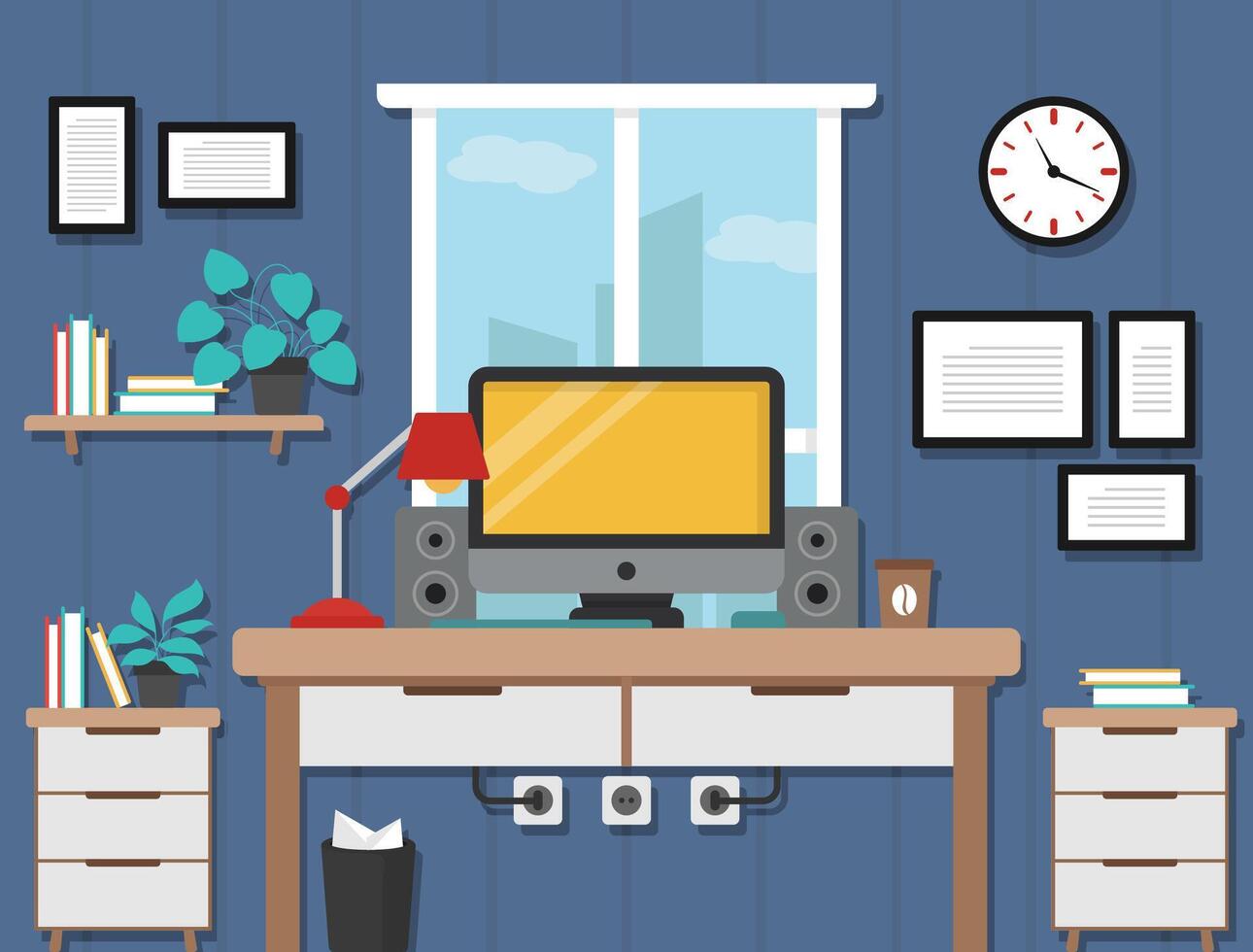 Workspace Interior concept in Flat design vector