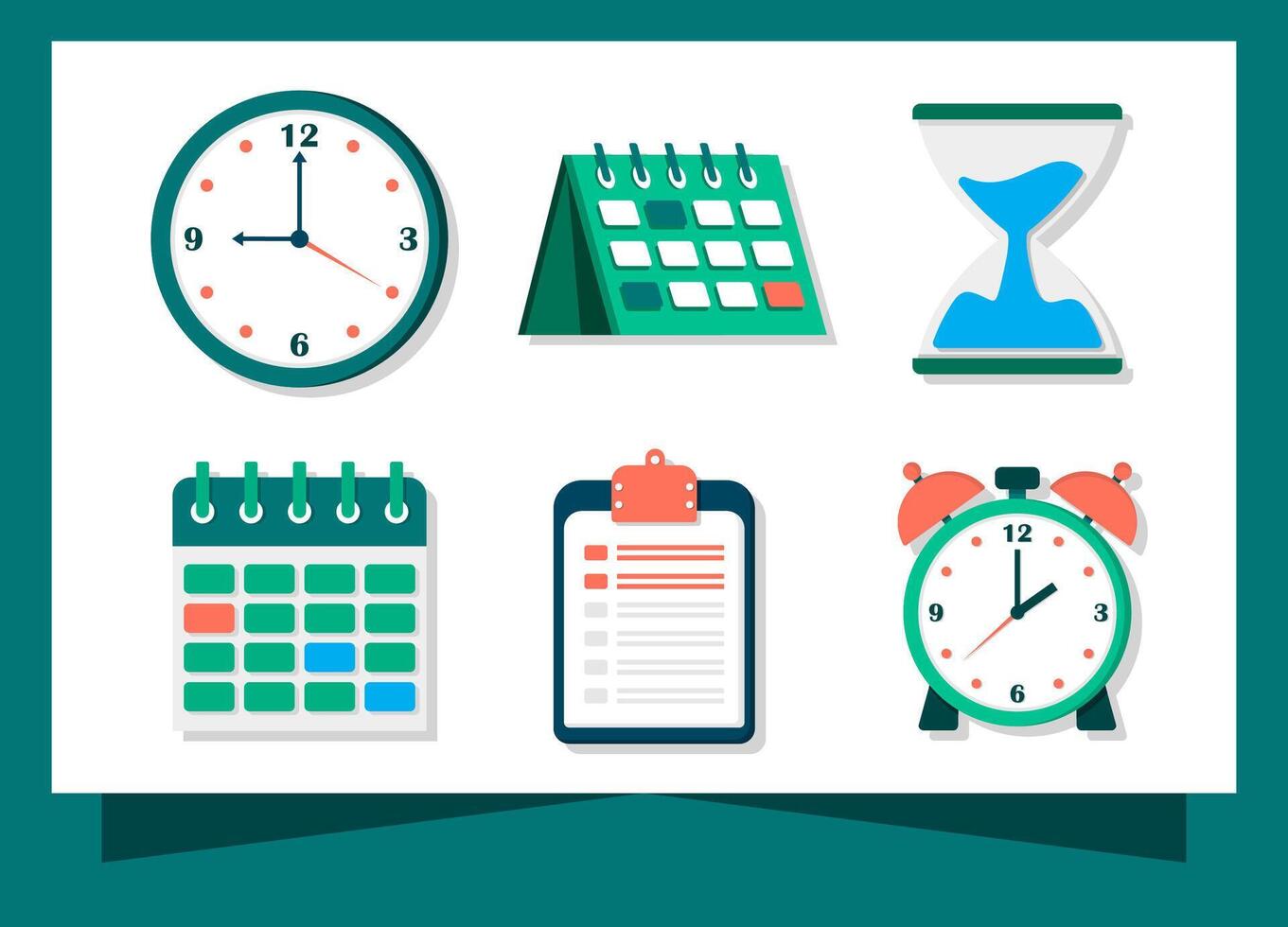 Set for Time Management Element with Flat Design Style vector