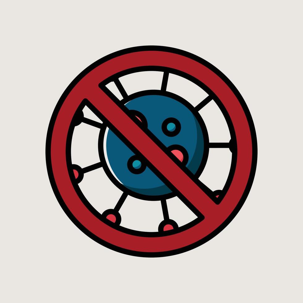 Prohibited Virus Symbol in Flat Style Representing Safety and Protection vector