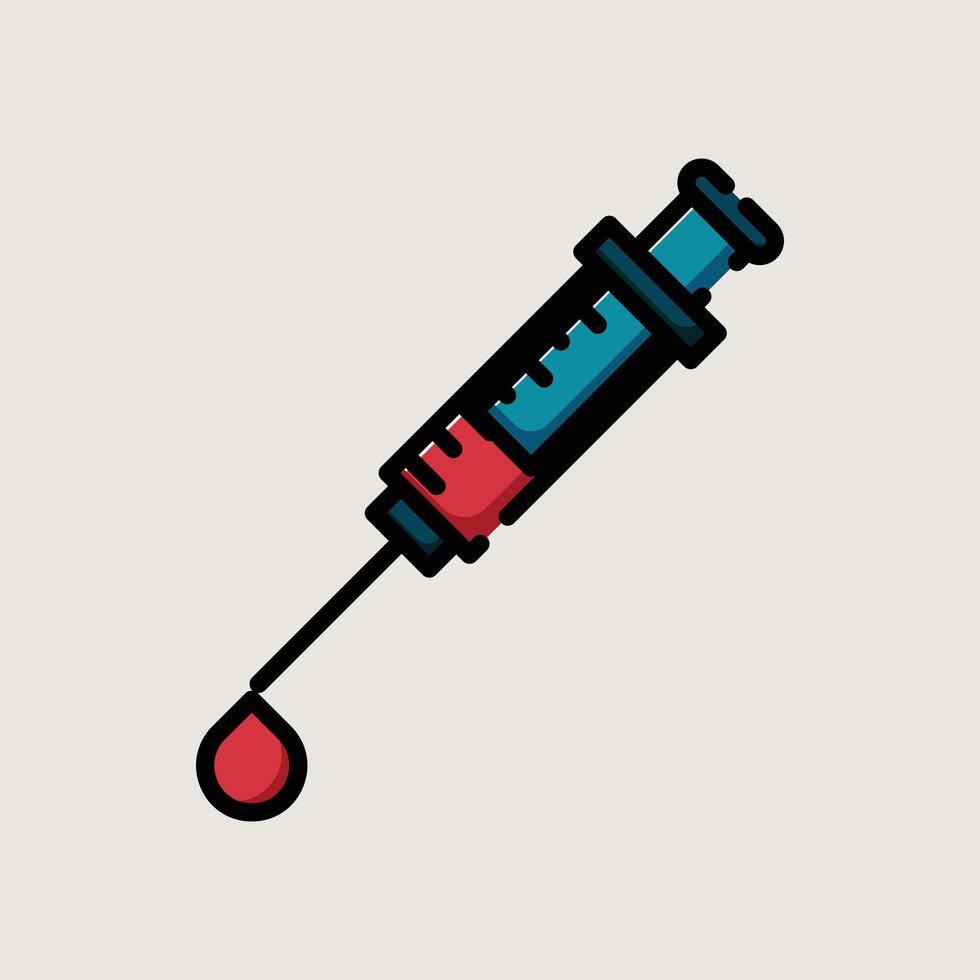 Medical Syringe for Blood Test Icon vector