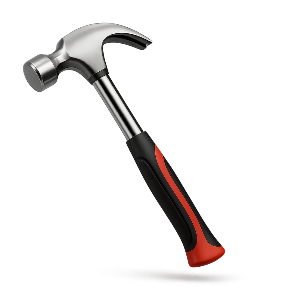 Hammer with red handle isolated on transparent background png