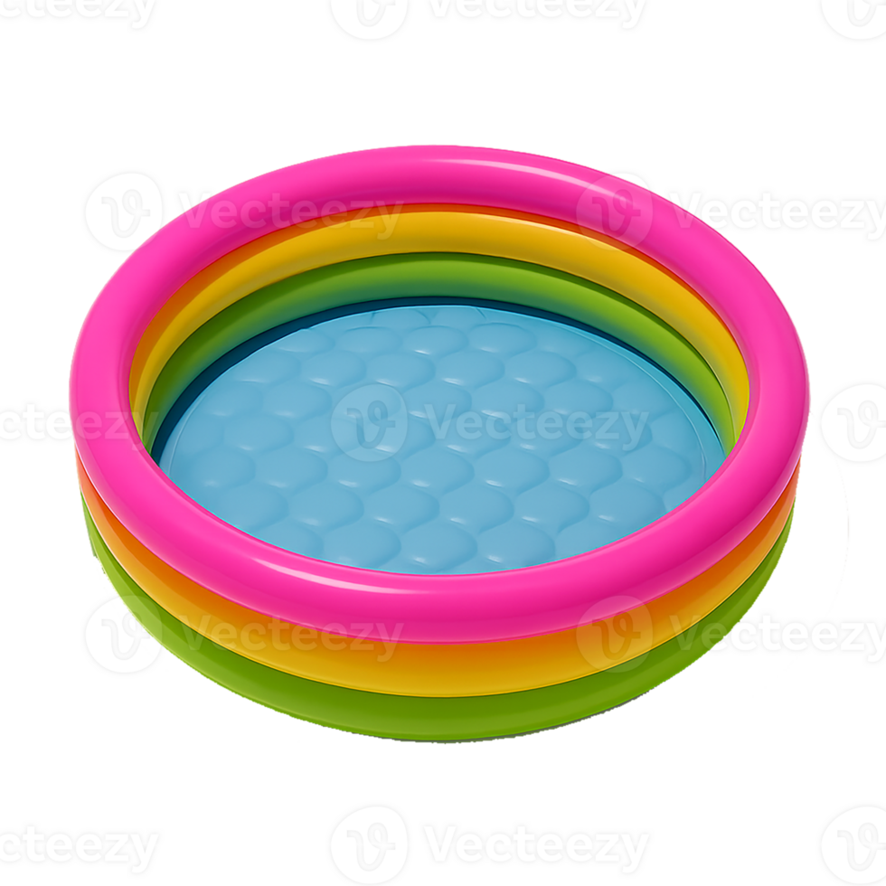 Colorful inflatable kiddie pool isolated on transparent background, children summer water play item png