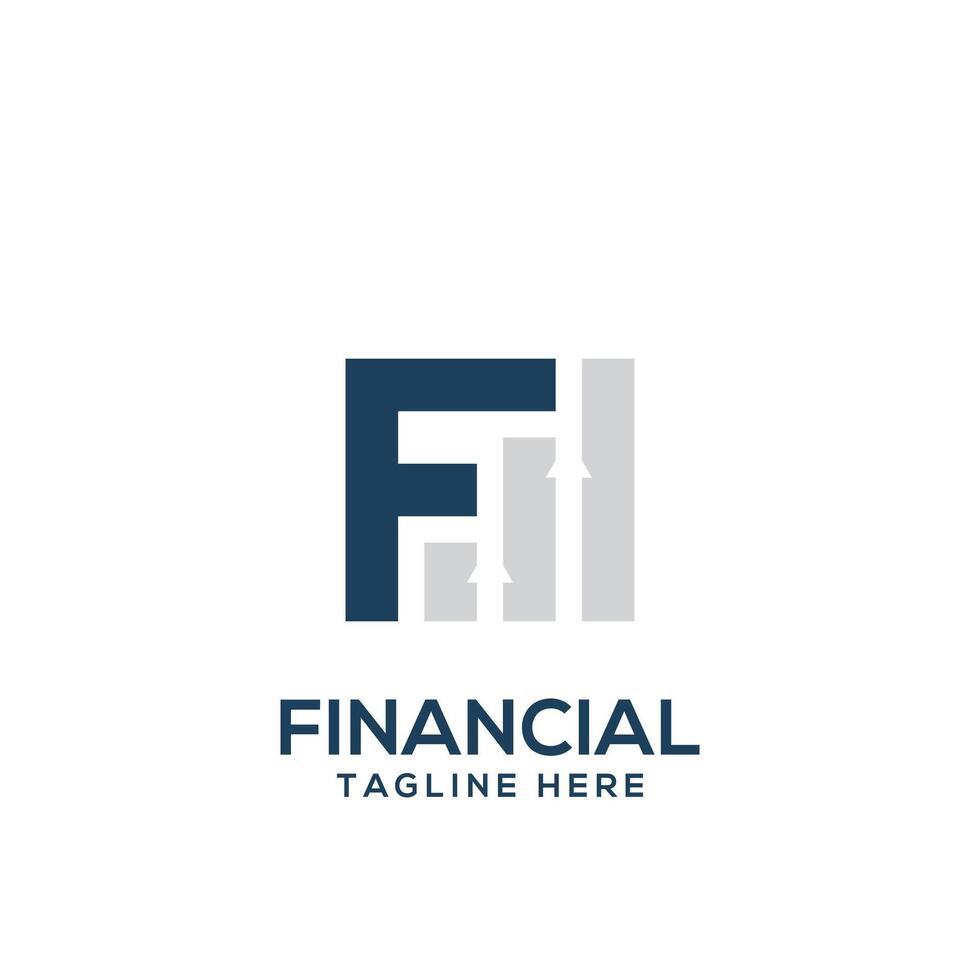 Initial F letter with statistic financial growth logo . vector