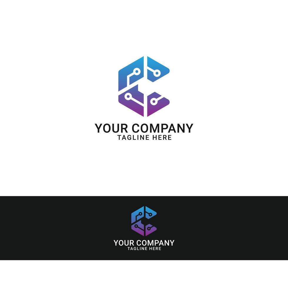 Initial C Tech logo , Digital crypto currency logo template. vector