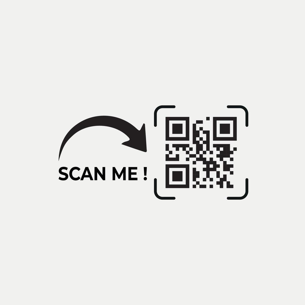 QR Code Scan Label, Scan QR Code icon, Template of frames with text scan me and QR code for smartphone, mobile app, payment and discounts. illustration commerce vector
