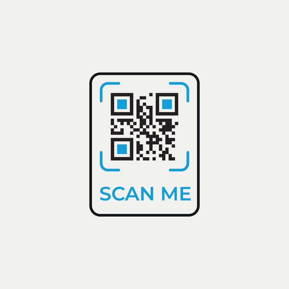 QR Code Scan Label, Scan QR Code icon, Template of frames with text scan me and QR code for smartphone, mobile app, payment and discounts vector