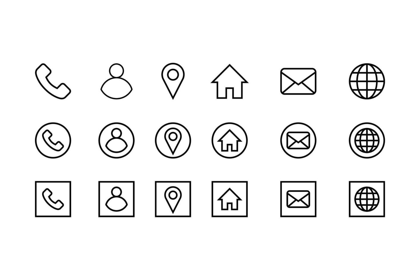 A collection of icons for business cards, including a phone, house, and globe. The icons are all white and simple, conveying a sense of professionalism vector