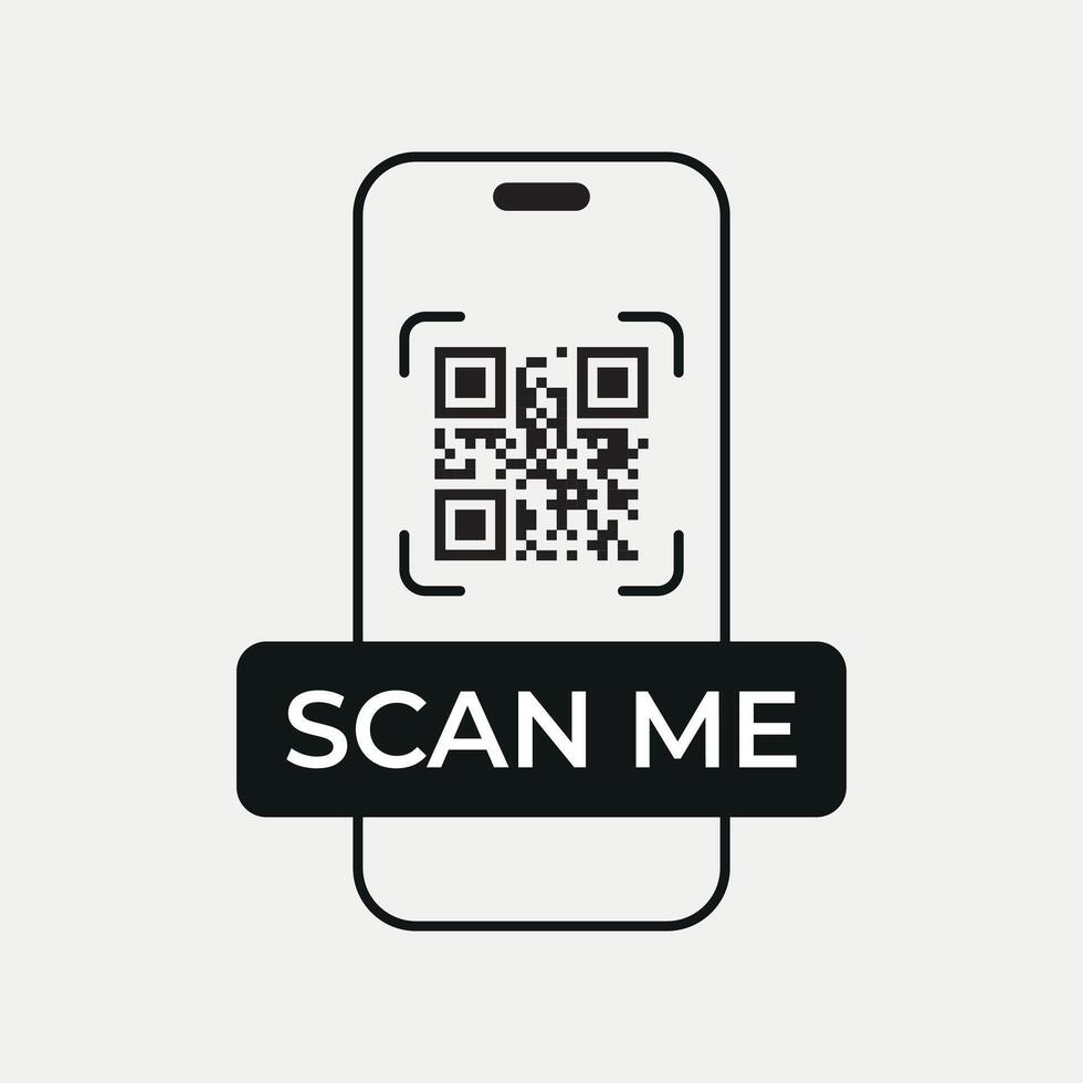 QR Code Scan Label, Scan QR Code icon, Template of frames with text scan me and QR code for smartphone, mobile app, payment and discounts. illustration Marketing and electronic vector