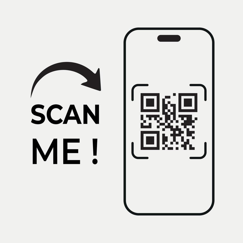 QR Code Scan Label, Scan QR Code icon, Template of frames with text scan me and QR code for smartphone, mobile app, payment and discounts. illustration Marketing vector