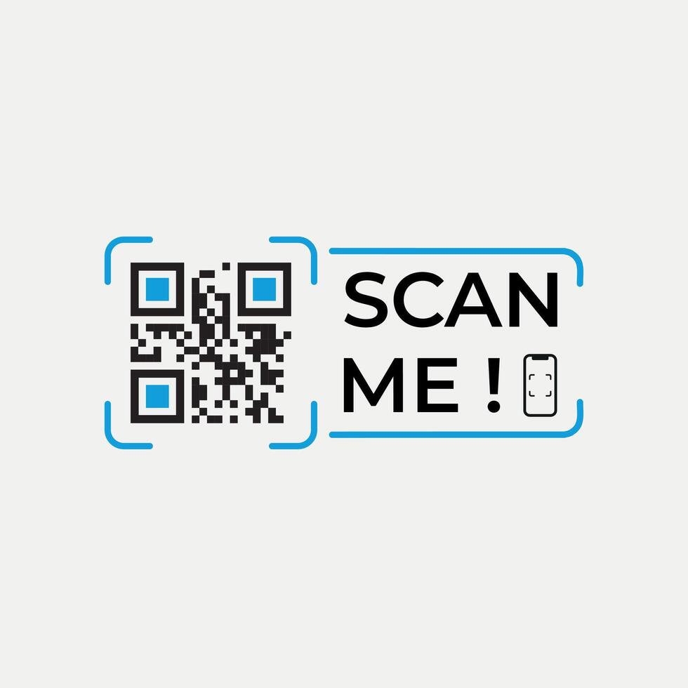QR Code Scan Label, Scan QR Code icon, Template of frames with text scan me and QR code for smartphone, mobile app, payment and discounts. illustration Marketing. vector