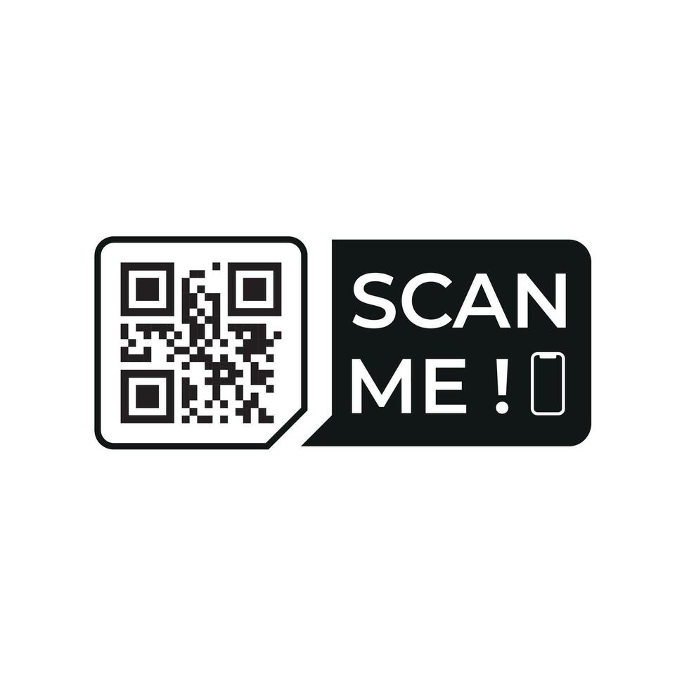 Unique shape, QR Code Scan Label, Scan QR Code icon, Template of frames with text scan me and QR code for smartphone, mobile app, payment and discounts. illustration Marketing and electronic commerce vector