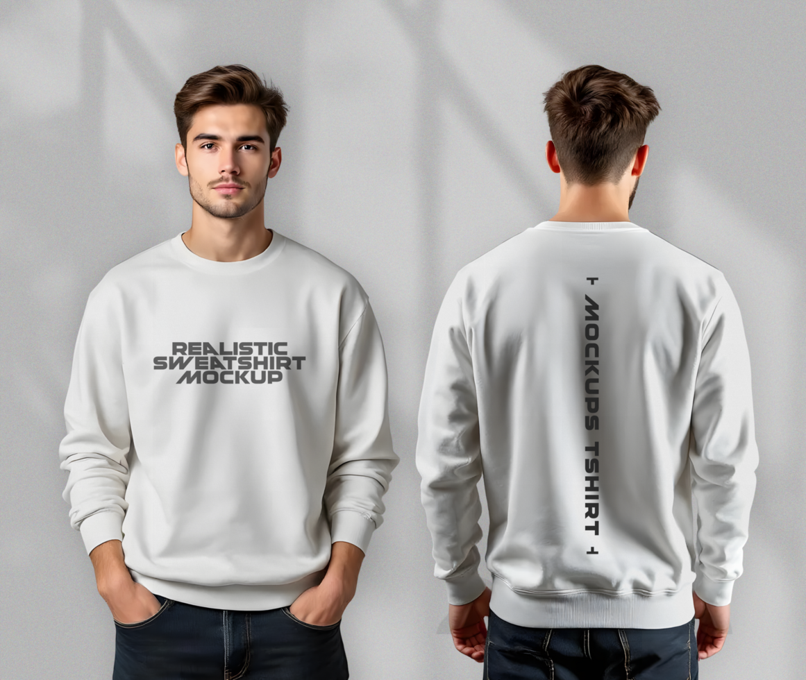 Men Sweatshirt Mockup Front and Back View psd