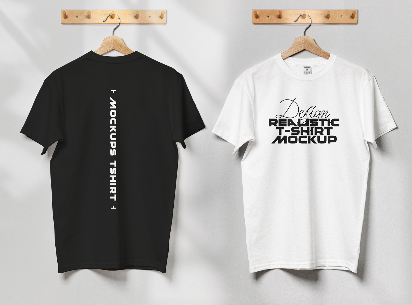 Tshirt mockup with white front and black back psd