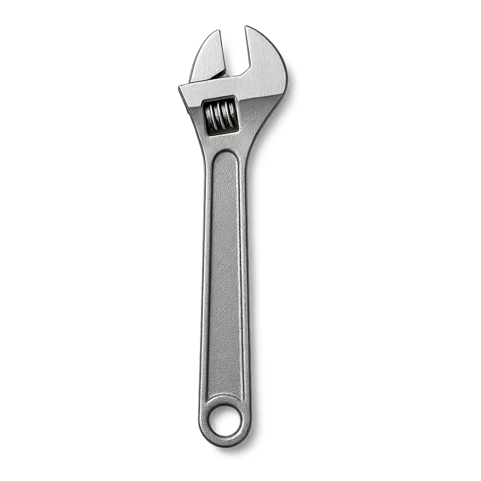 Metal adjustable wrench isolated on transparent background, hand tool for mechanical repairs png
