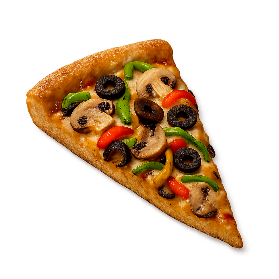 Slice of pizza with toppings isolated on transparent background png