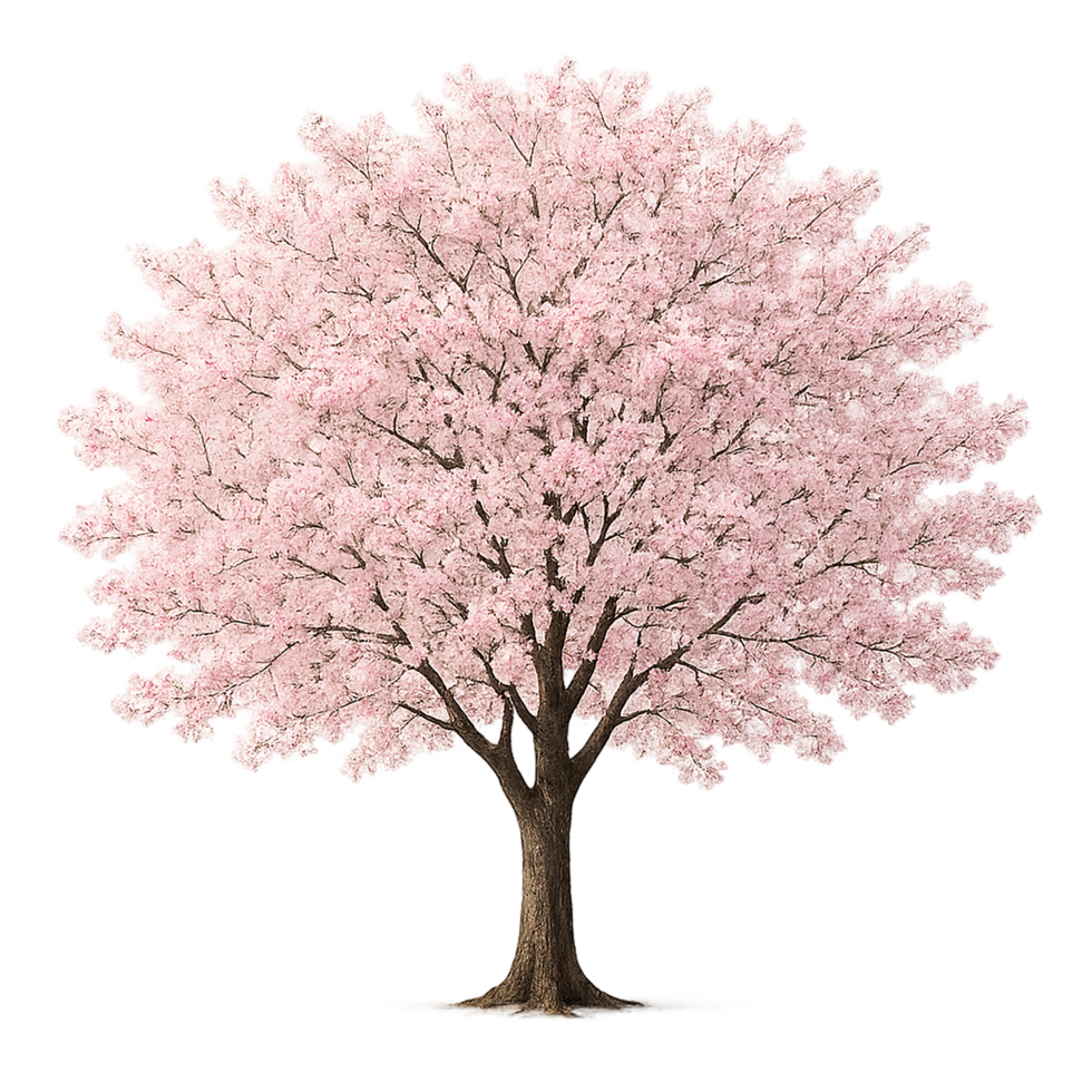 Nice Cherry blossom tree in full bloom isolated on transparent background png