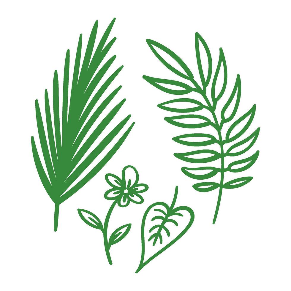 Hand drawn leaf and flower for ornament vector