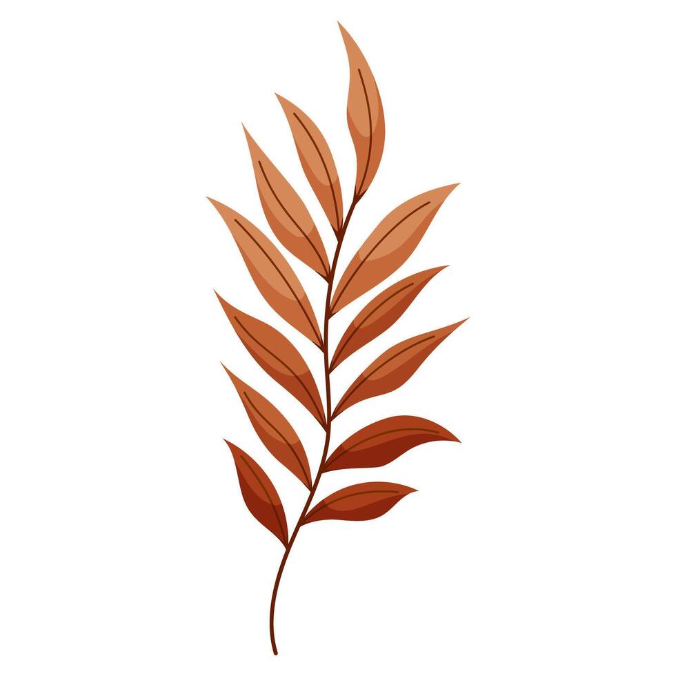Autumn twig with brown leaves vector
