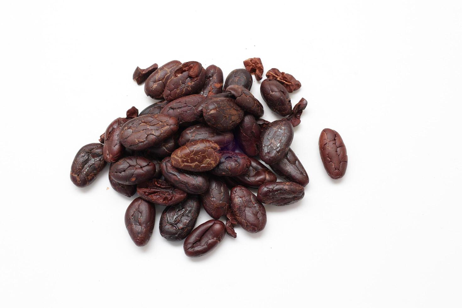 Isolate of cocoa beans, Brown cocoa beans on white background photo