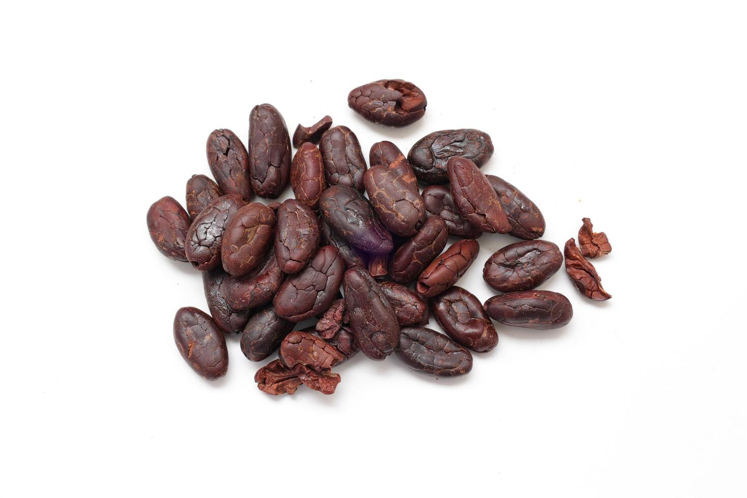 Brown cocoa beans, Brown cocoa beans on white background photo