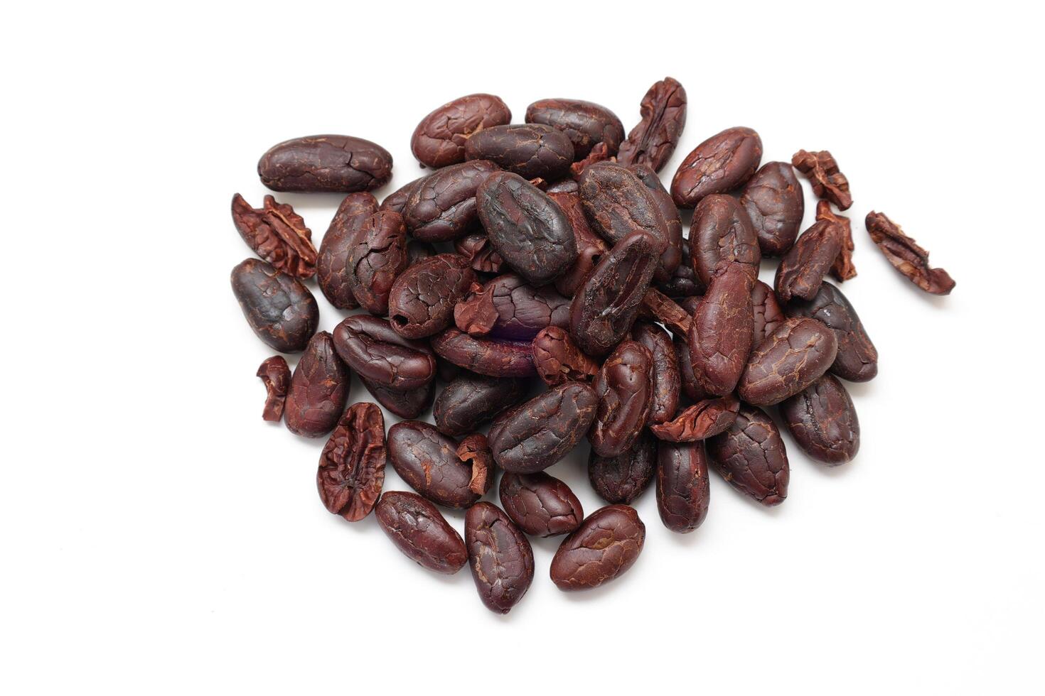 Isolated of cocoa, Brown cocoa beans on white background photo