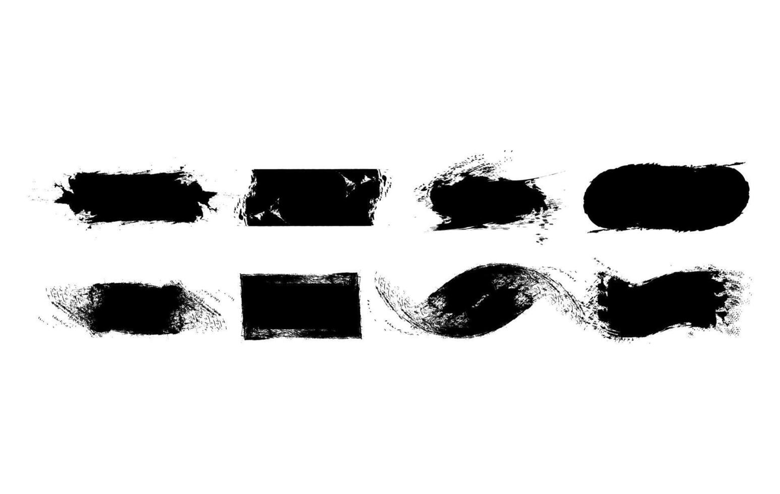 Collection of black hand drawn brush strokes and shapes vector
