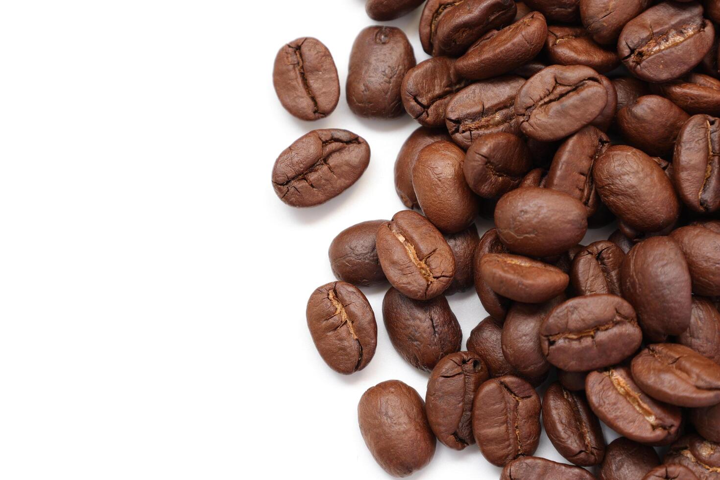 Isolated of coffee bean, Brown roasted coffee beans seeds isolated, coffee bean isolate, white background, bean isolate on white photo
