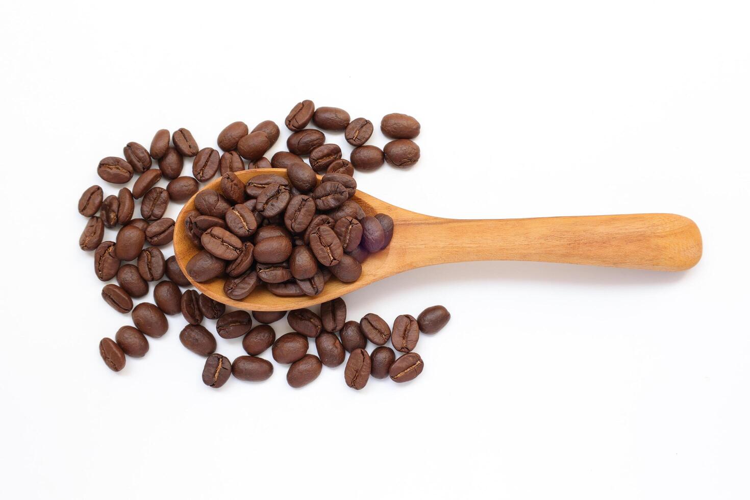 Bean on white, brown coffee beans isolated on white background photo