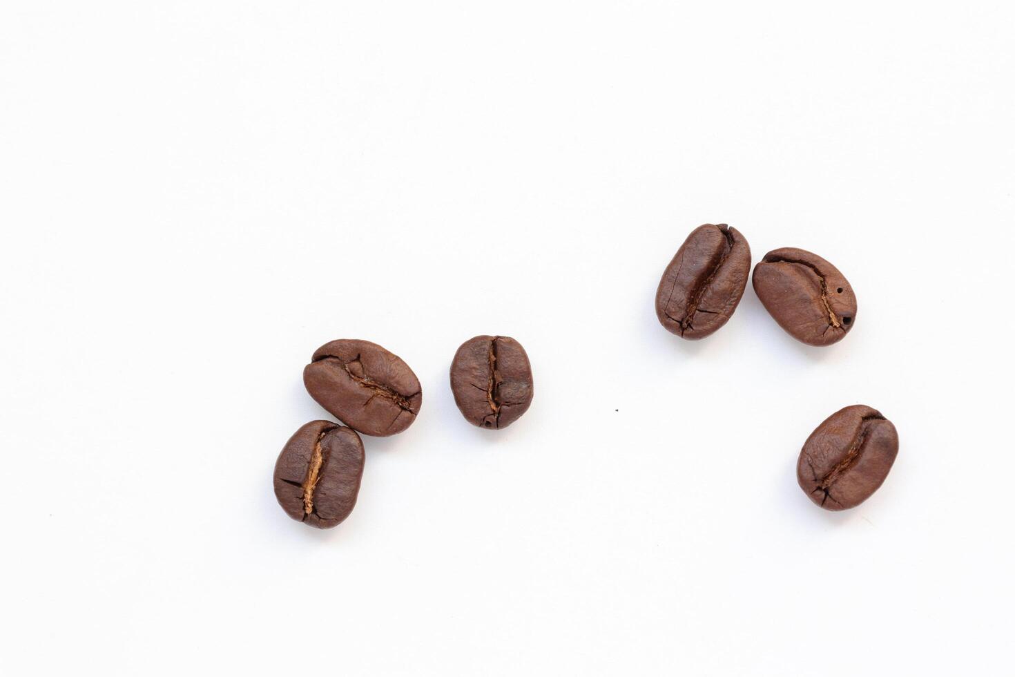 Isolate of coffee bean, Brown roasted coffee beans seeds isolated, coffee bean isolate, white background, bean isolated on white background photo