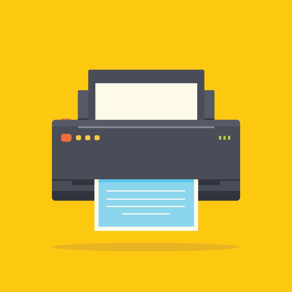 Minimalist office manager printer icon. Flat illustration of printer icon with paper for web design vector
