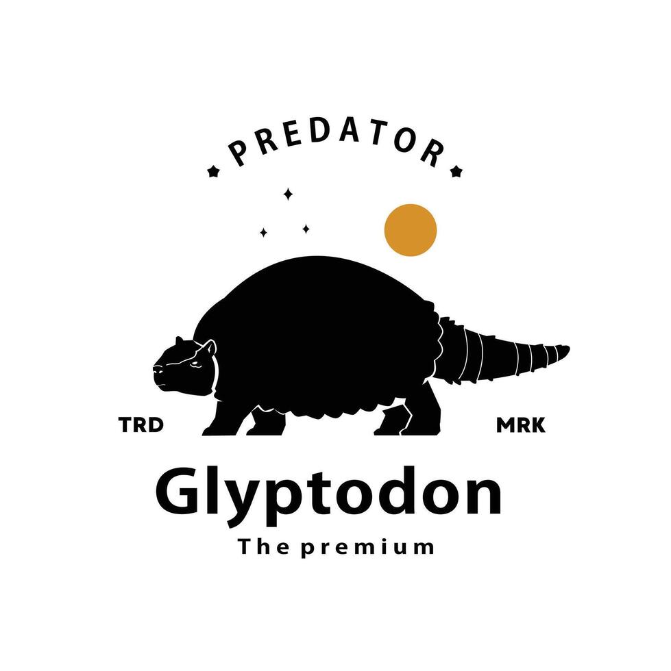 ancient animal logo silhouette icon art hipster vintage glyptodon vector