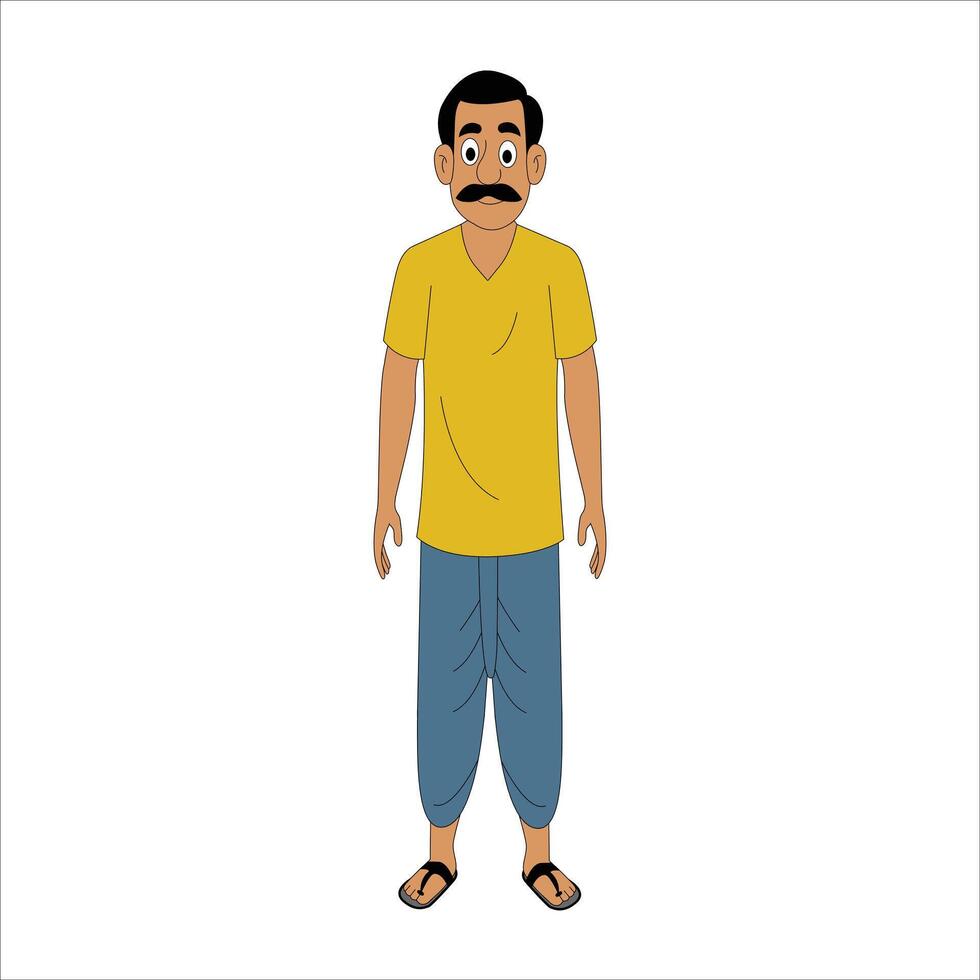 indian village men cartoon character design vector
