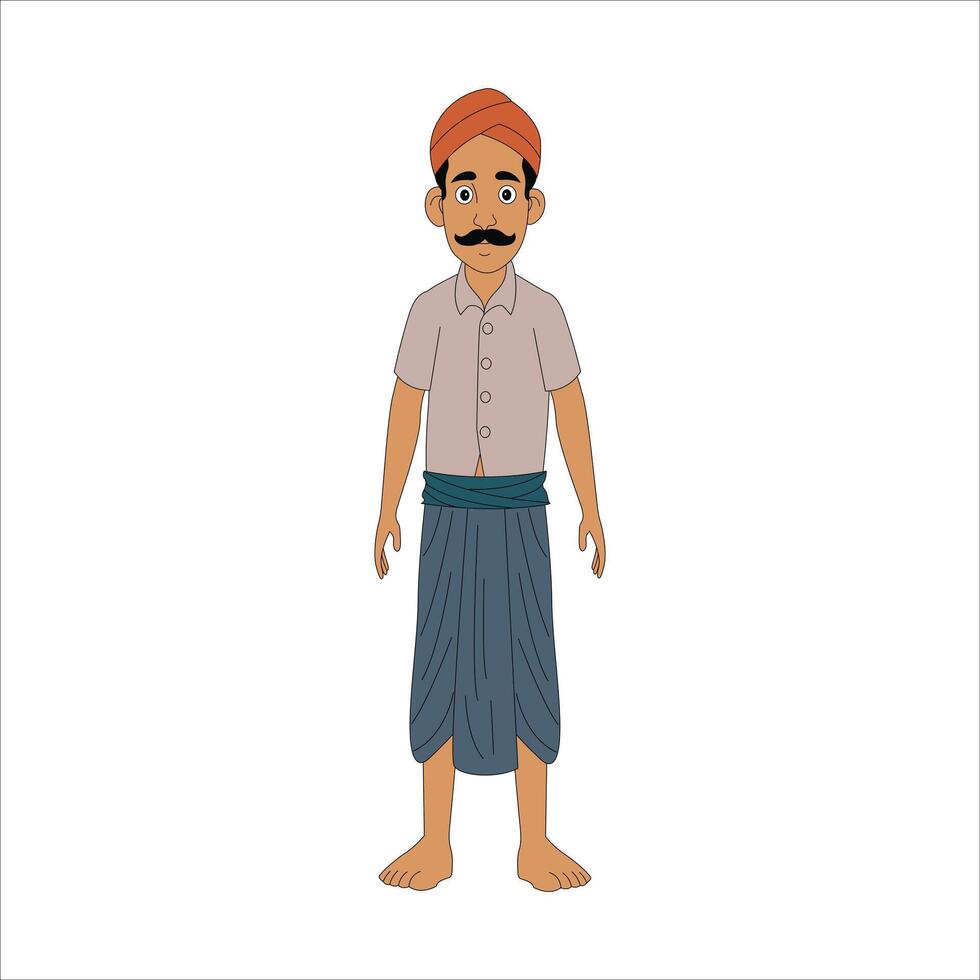 Indian village man cartoon character. moral stories for the best cartoon character vector