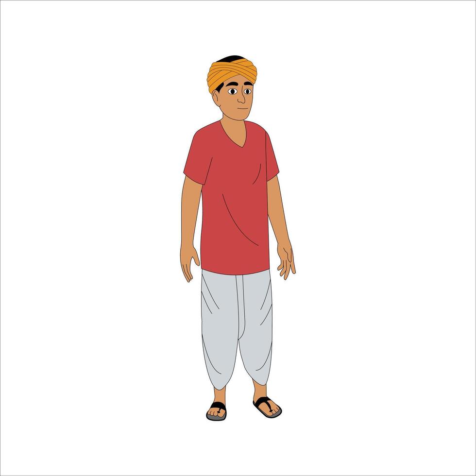 indian village men cartoon character side view vector