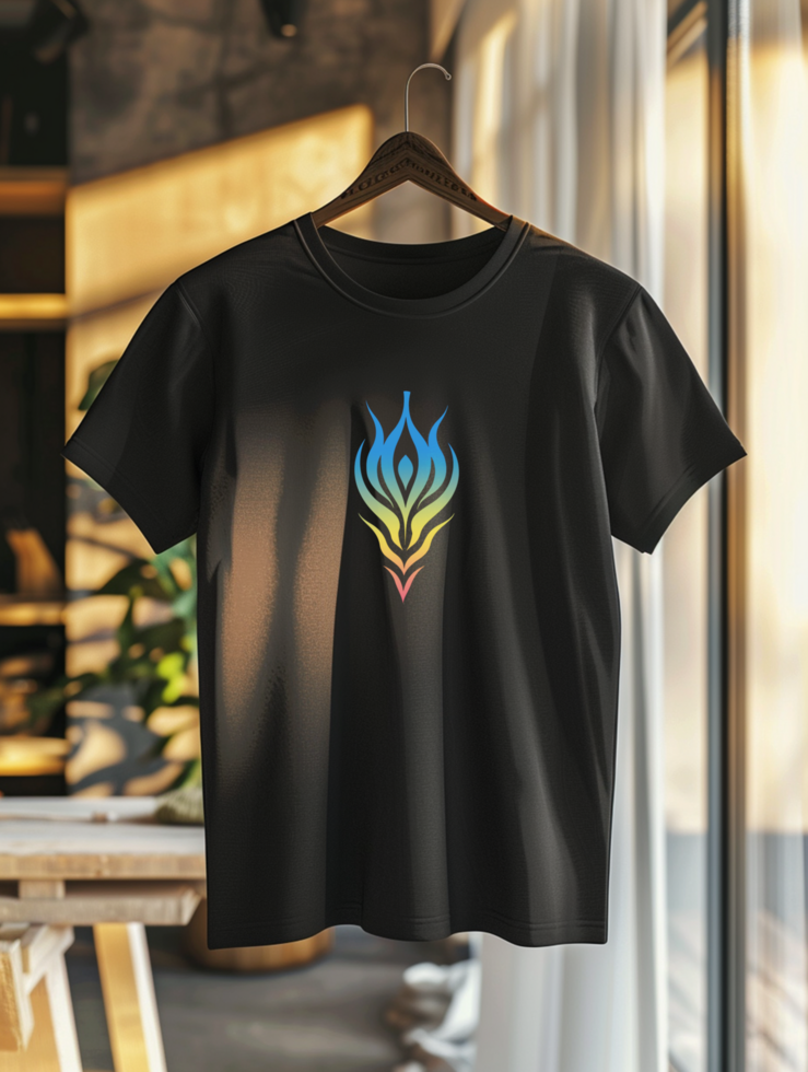 Black t shirt mockup template for showcasing your custom apparel designs psd