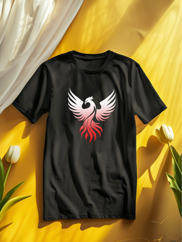 Realistic black t shirt mockup showing front view for designers psd