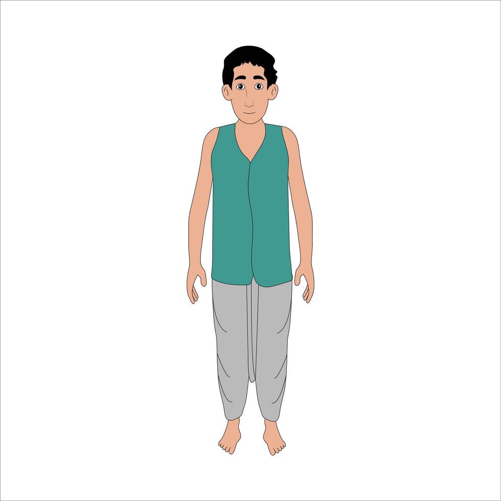 A Indian village man cartoon character for 2d animation vector