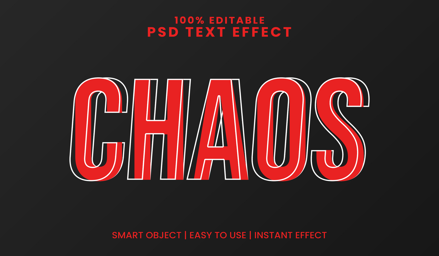 Red Outline Editable Text Effect with Distorted Style psd