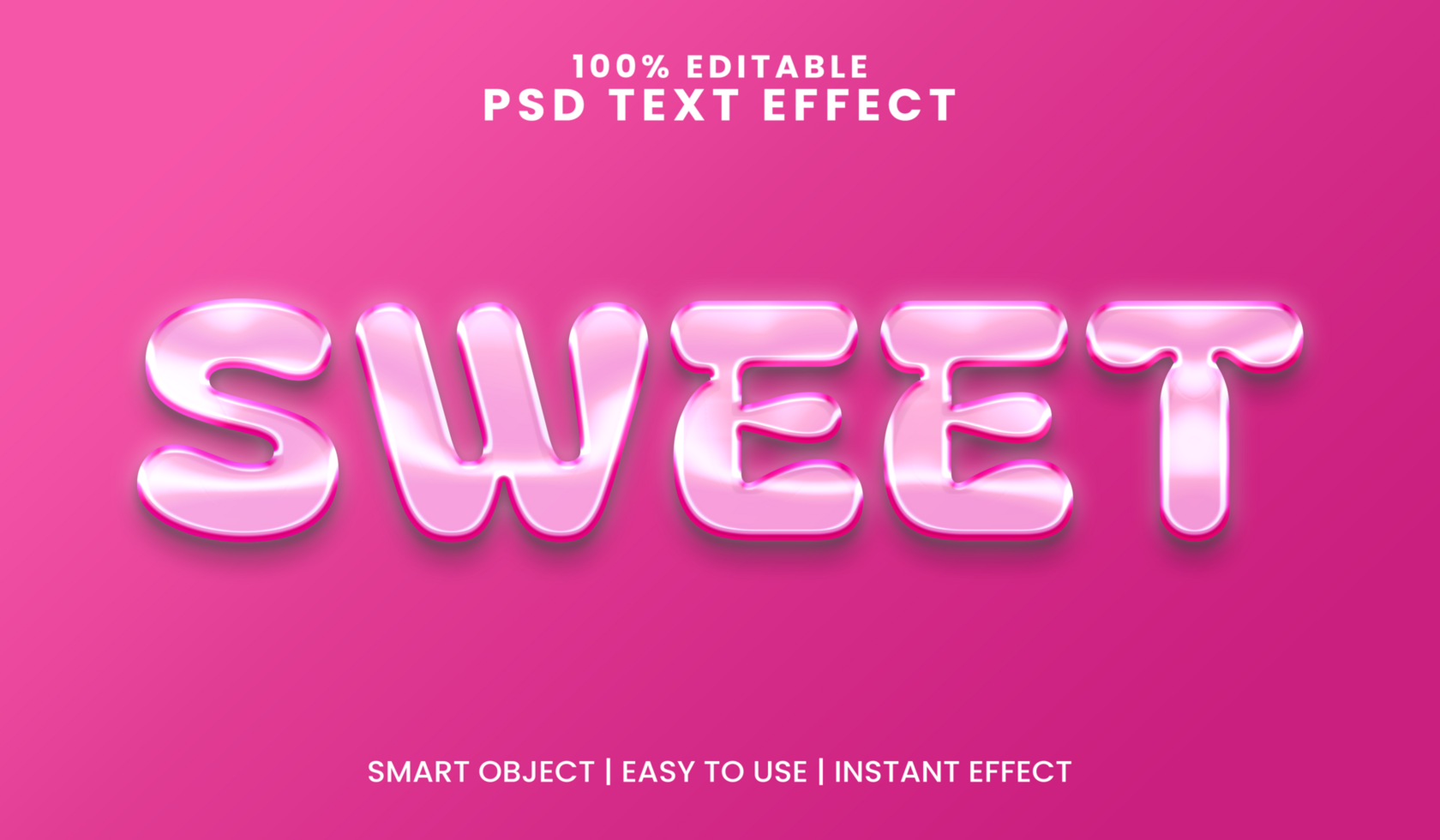 Sweet Cute Rounded 3D Text Effect in Pink psd