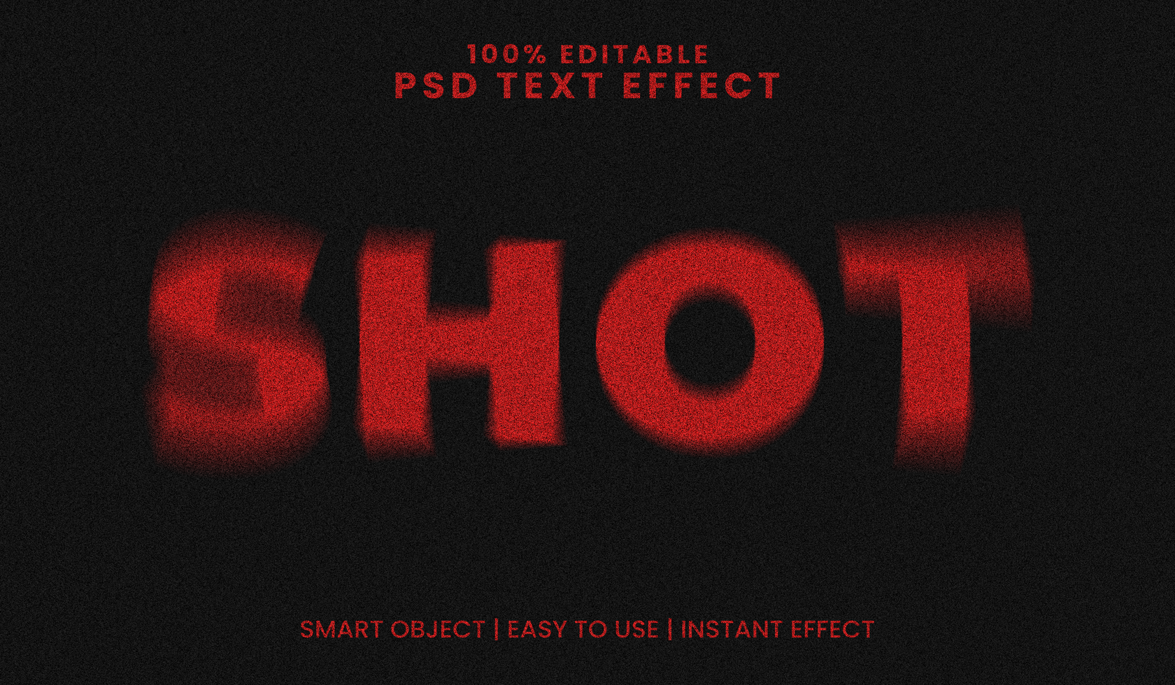 Red Grain Text Effect with Radial Blur psd