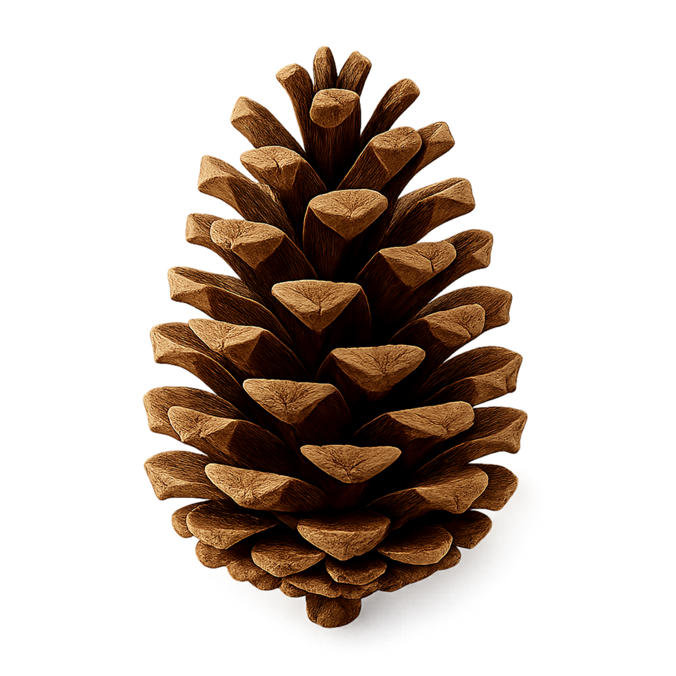 Close-up of brown pinecone isolated on transparent background with detailed texture and natural shape png