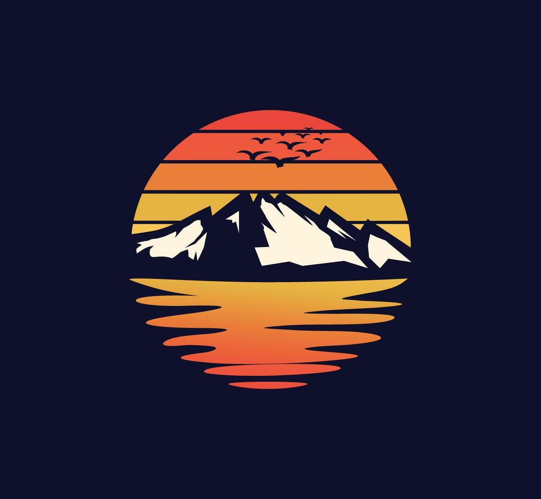 Sun Sky Mountains design vector