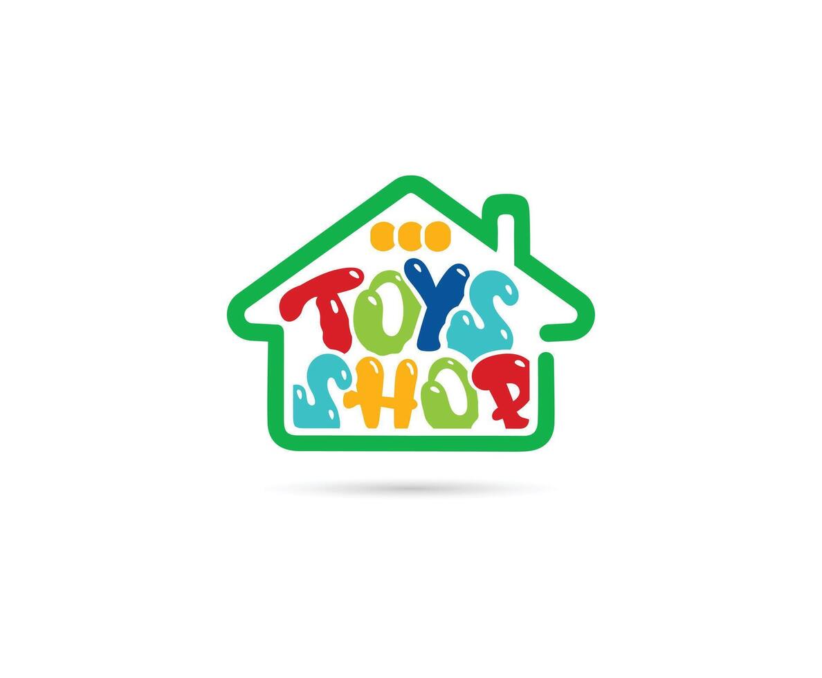 Home shape toys shop logo design vector