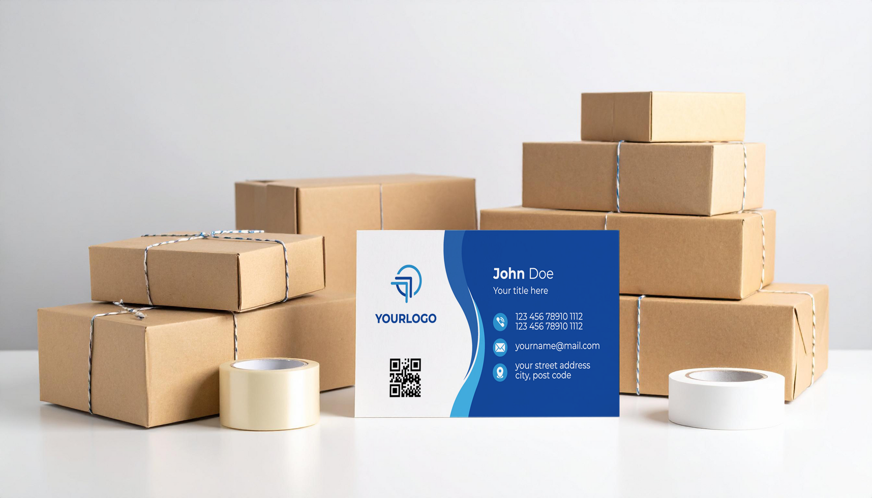 Cardboard Box Business Card Mockup Template Design psd